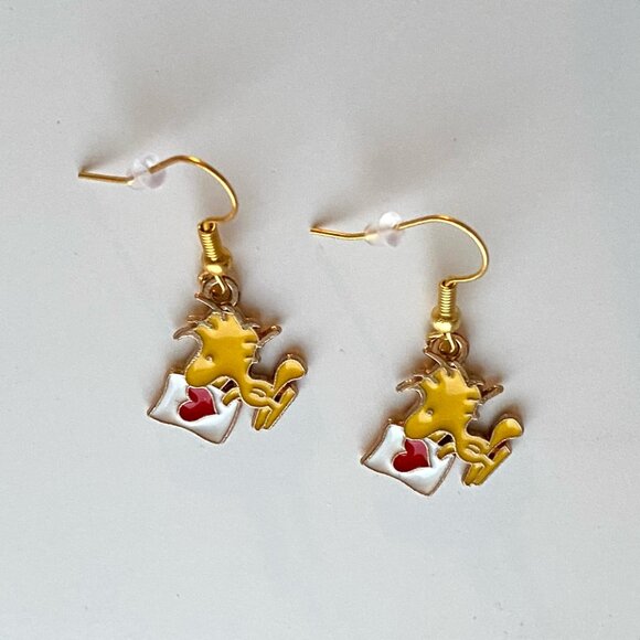 Handmade Woodstock Earrings STAINLESS STEEL Peanuts Snoopy - Picture 8 of 12